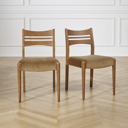 LIAM – Chaises salle à manger style scandinave en bois massif, lot de 2, bois certifié FSC®