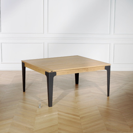 ATHENA - Table à manger carrée extensible en chêne, style industriel, 8/10 couverts, bois certifié FSC®