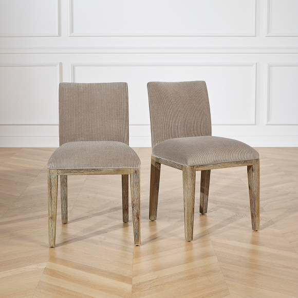 LOLA - Industrial style chairs in solid wood and corduroy, set of 2