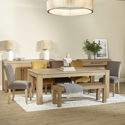 LORENZO - Contemporary oak dining table, 1 extension, 8/10 guests, FSC® certified wood.