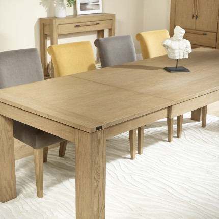 LORENZO - Contemporary oak dining table, 1 extension, 8/10 guests, FSC® certified wood.