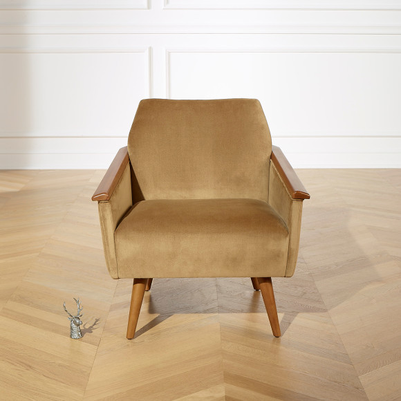 SANDER - Fauteuil style scandinave en bois massif, bois certifié FSC®, 1 personne