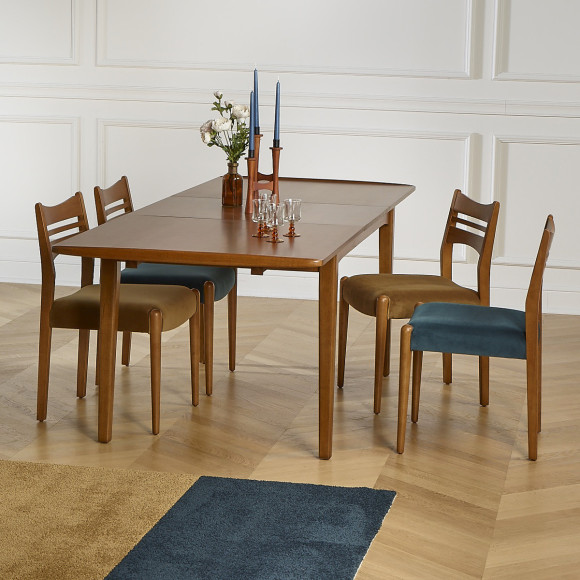 DALHIA - Extendable dining table in wood, Nordic style, 6/8 settings