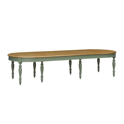 JADE – Extendable table in shabby chic style, oak top, seats 16 guests