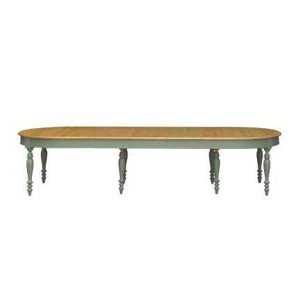 JADE – Extendable table in shabby chic style, oak top, seats 16 guests