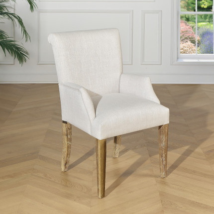 ALIX - Sillón de mesa de estilo contemporáneo en madera maciza y tejido ignífugo, 1 plaza