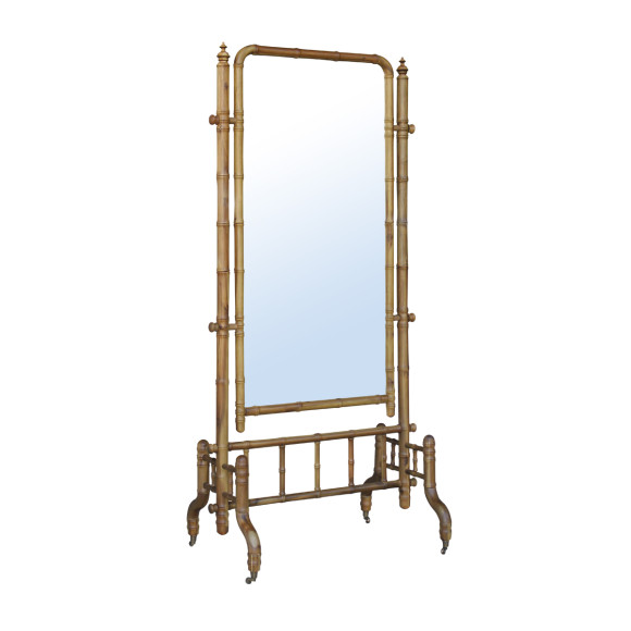 CENDRILLON – Miroir sur pieds de style shabby chic en bois massif effet bambou