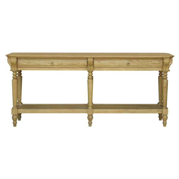 Claude – Double console in shabby chic style, oak top, 2 drawers