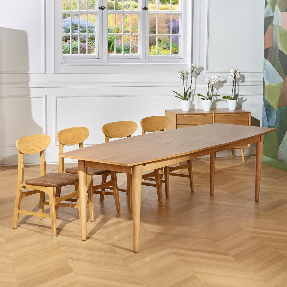 CHRISTOPHE - Mesa de comedor extensible de estilo nórdico en madera, para 8/10 comensales