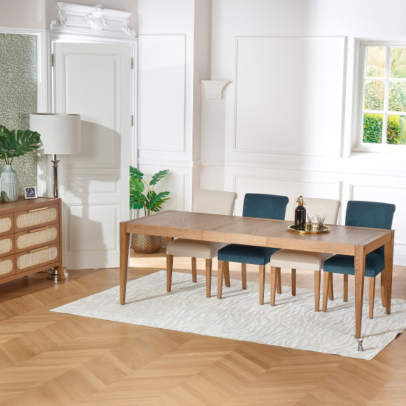 MONTANA - Table à manger extensible style moderne en chêne, 8 convives