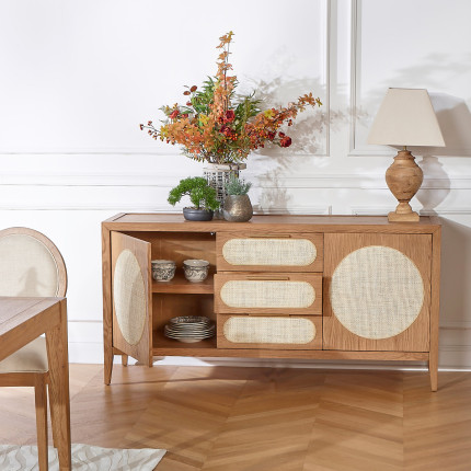 MONTANA - Buffet en chêne style contemporain, 2 portes, 3 tiroirs