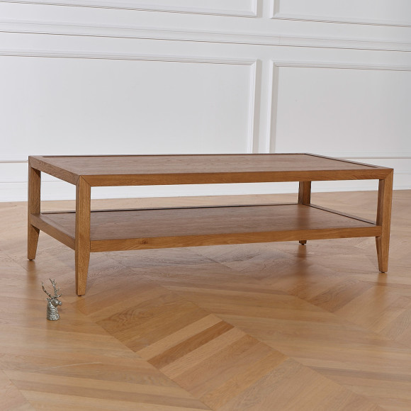 MONTANA - Table basse style contemporain en chêne, double plateau