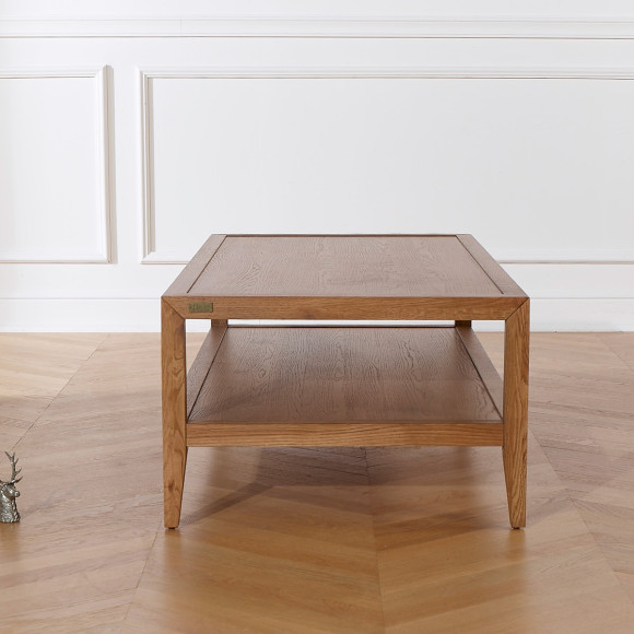 MONTANA - Table basse style contemporain en chêne, double plateau