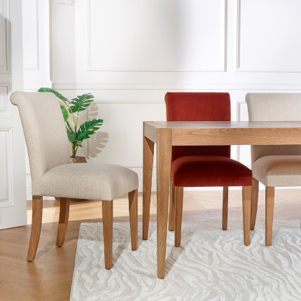 ALBA – Comfortable chairs in shabby chic style made from solid rubberwood and polyester, FSC® certified wood