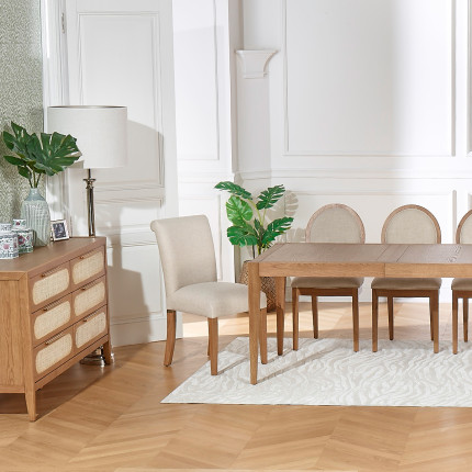 ALBA – Comfortable chairs in shabby chic style made from solid rubberwood and polyester, FSC® certified wood