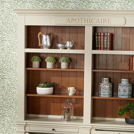 GUSTAVE - Solid wood library in classic style, 4 doors, 8 shelves, 2 drawers, FSC® certified wood