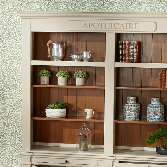 GUSTAVE - Klassischer Stil Massivholz-Bibliothek, 4 Türen, 8 Regalböden, 2 Schubladen, FSC®-zertifiziertes Holz