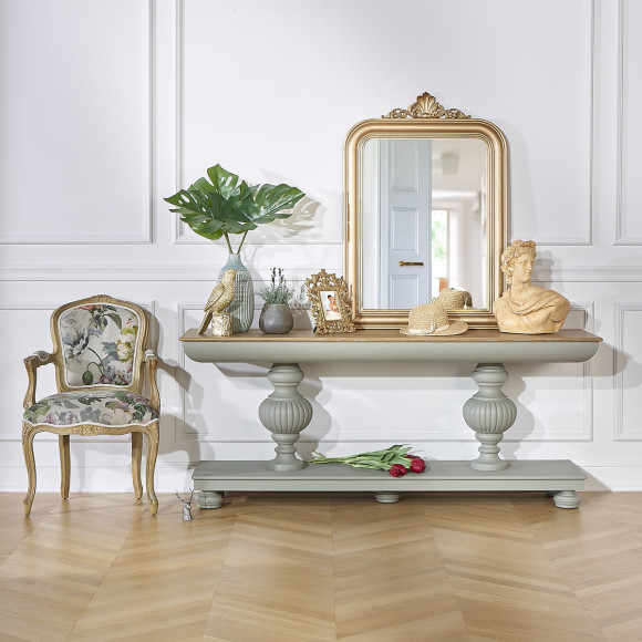 SALVADOR - Console da sala da pranzo in legno stile romantico, piano in quercia