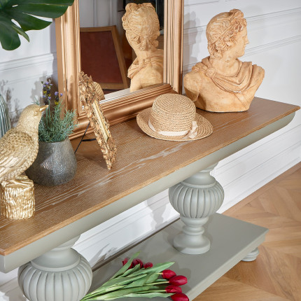 SALVADOR - Console da sala da pranzo in legno stile romantico, piano in quercia