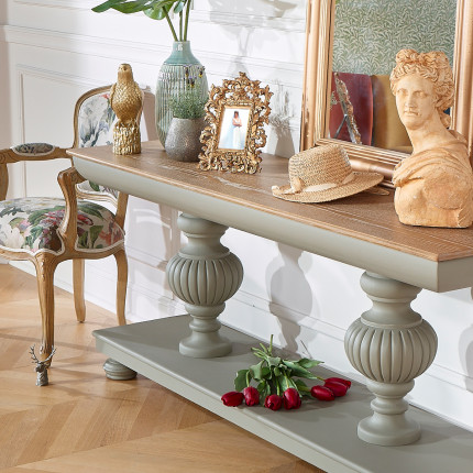 SALVADOR - Console dining room in wood, romantic style, oak tabletop