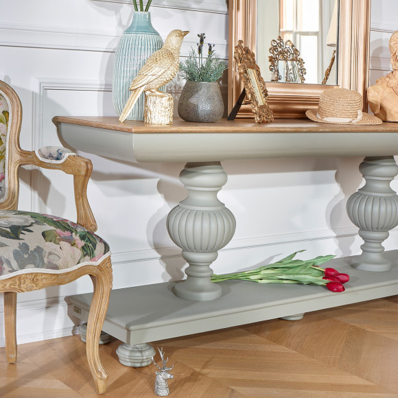 SALVADOR - Console da sala da pranzo in legno stile romantico, piano in quercia