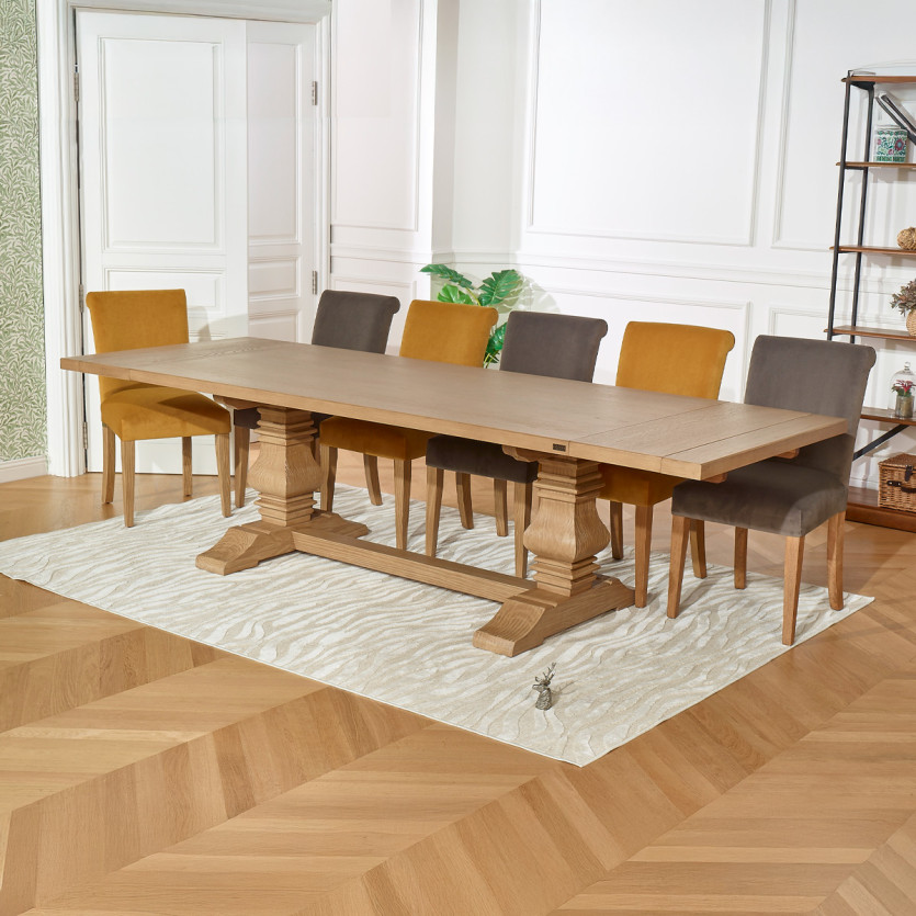 PENELOPE - Extendable dining table with 2 leaves, monastery style, solid wood, FSC® certified wood