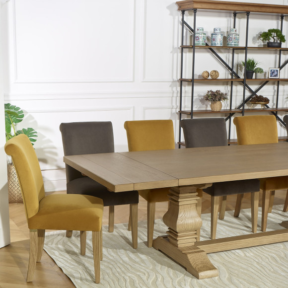 PENELOPE - Extendable dining table with 2 leaves, monastery style, solid wood, FSC® certified wood