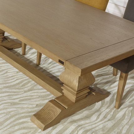 PENELOPE - Mesa de comedor extensible con 2 extensiones, estilo monasterio, madera maciza, madera certificada FSC®