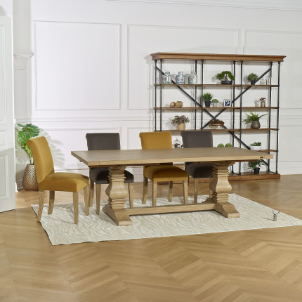 PENELOPE - Extendable dining table with 2 leaves, monastery style, solid wood, FSC® certified wood