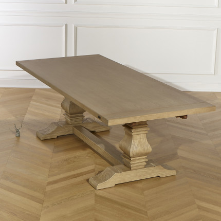 PENELOPE - Tavolo da pranzo allungabile con 2 prolunghe, tipo monastero, legno massello, legno certificato FSC®