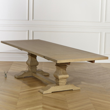 PENELOPE - Extendable dining table with 2 leaves, monastery style, solid wood, FSC® certified wood