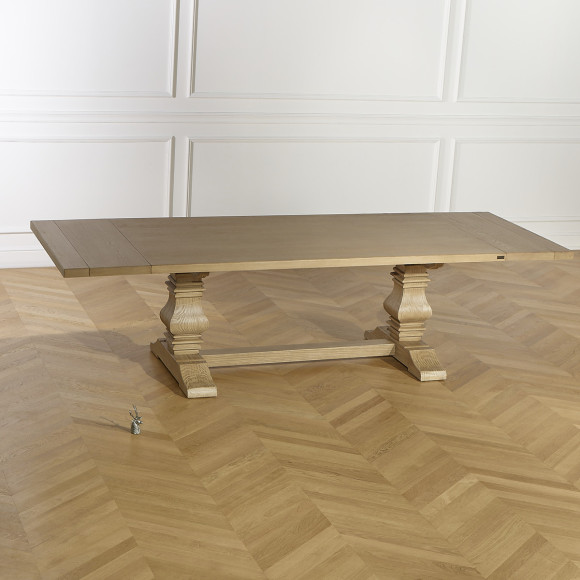 PENELOPE - Mesa de comedor extensible con 2 extensiones, estilo monasterio, madera maciza, madera certificada FSC®