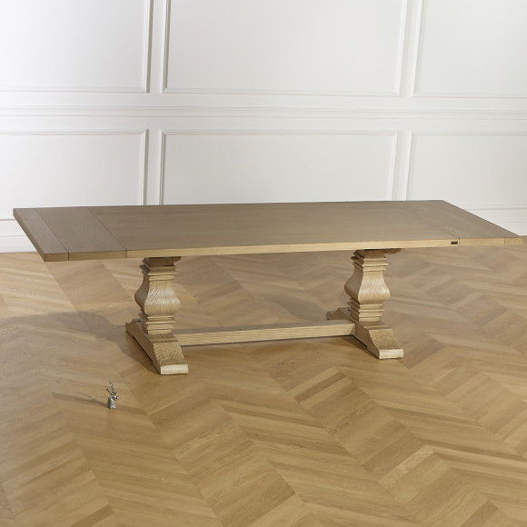 PENELOPE - Mesa de comedor extensible con 2 extensiones, estilo monasterio, madera maciza, madera certificada FSC®