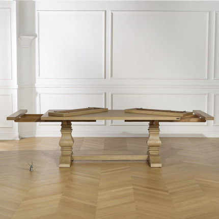 PENELOPE - Extendable dining table with 2 leaves, monastery style, solid wood, FSC® certified wood