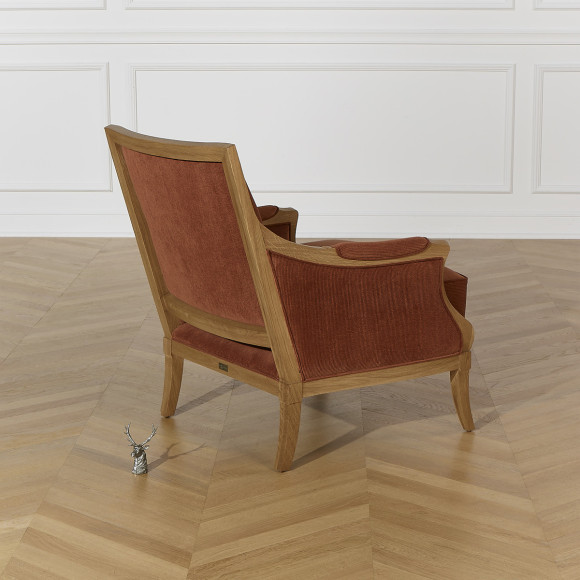 MONTANA - Fauteuil contemporain en chêne massif et tissu velours côtelé