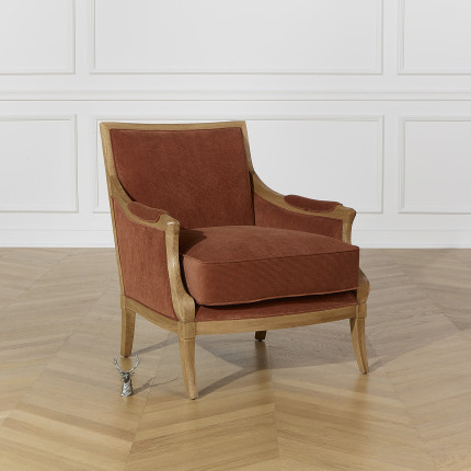 MONTANA - Contemporary armchair in solid oak and corduroy fabric