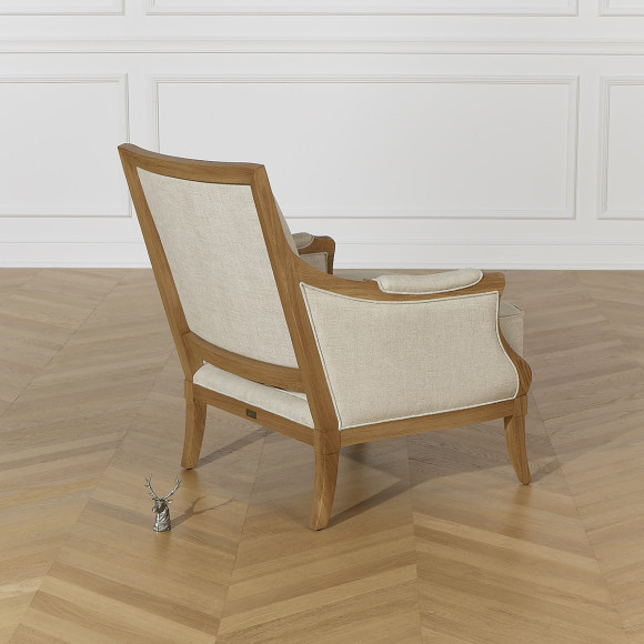 MONTANA - Sillón contemporáneo en roble macizo y lino premium