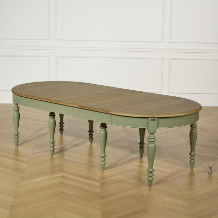 JADE – Extendable table in shabby chic style, oak top, seats 16 guests