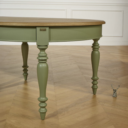 JADE – Extendable table in shabby chic style, oak top, seats 16 guests