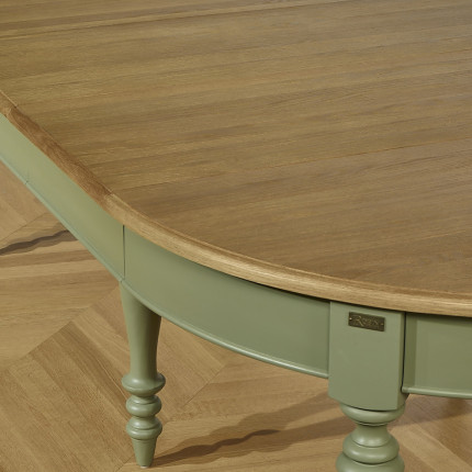 JADE – Extendable table in shabby chic style, oak top, seats 16 guests