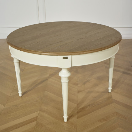 AMBRE - Extendable dining table in oak, shabby chic style, for 12 people