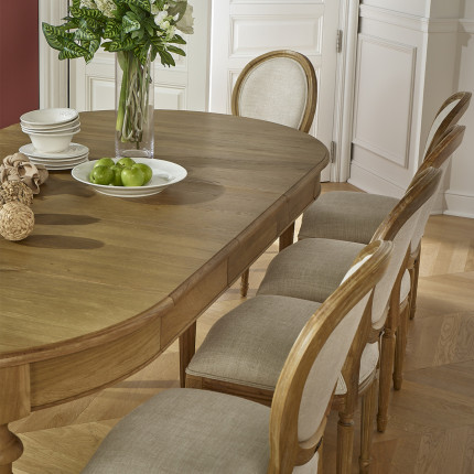 AMBRE - Extendable oak dining table, shabby chic style, seats 12