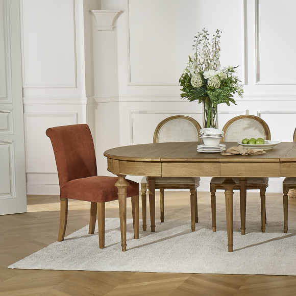 AMBRE - Extendable oak dining table, shabby chic style, seats 12