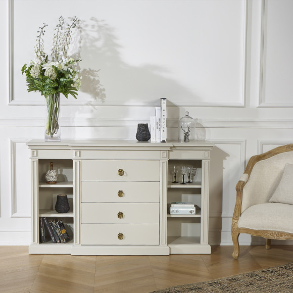 VINCENT – Console pour entrée  style classique, 4 tiroirs, 6 niches