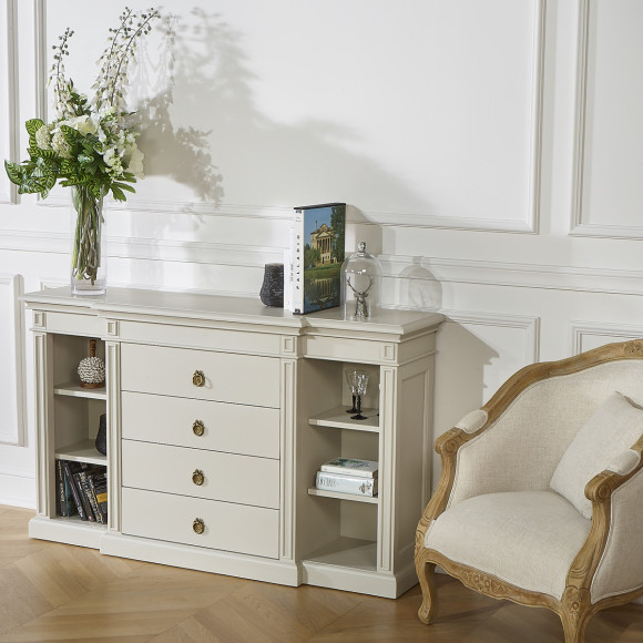 VINCENT – Console pour entrée  style classique, 4 tiroirs, 6 niches