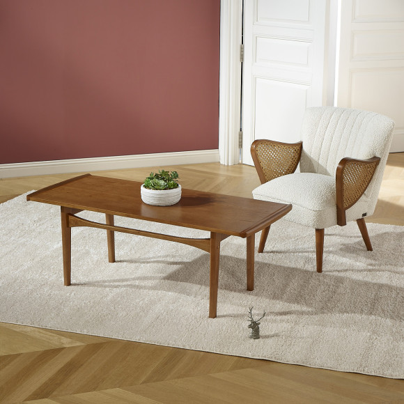 DALHIA – Nordic-style coffee table in solid wood, walnut finish