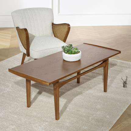 DALHIA – Nordic-style coffee table in solid wood, walnut finish