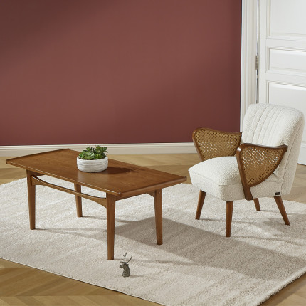 DALHIA – Nordic-style coffee table in solid wood, walnut finish