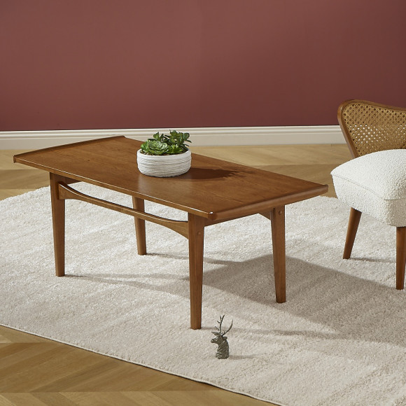 DALHIA – Nordic-style coffee table in solid wood, walnut finish