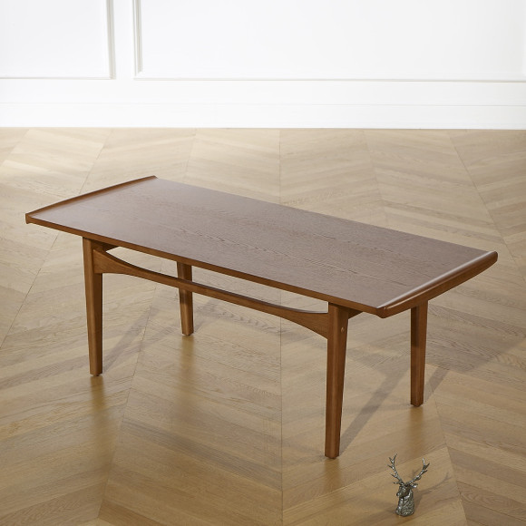 DALHIA – Nordic-style coffee table in solid wood, walnut finish